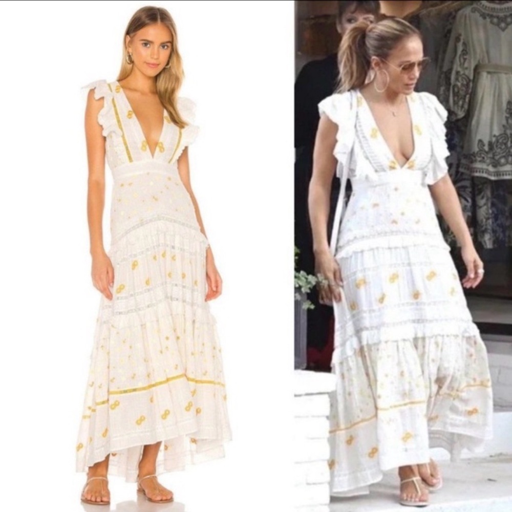 NWT LoveShackFancy Cortland Maxi Dress Antique White Size 4 Floral Lace - Picture 4 of 15